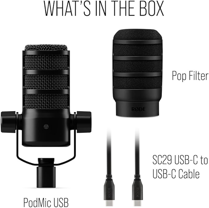 RØDE PodMic USB Versatile Dynamic Broadcast Microphone With XLR and USB Connectivity for Podcasting, Streaming, Gaming, Music-Making and Content Creation (Black)