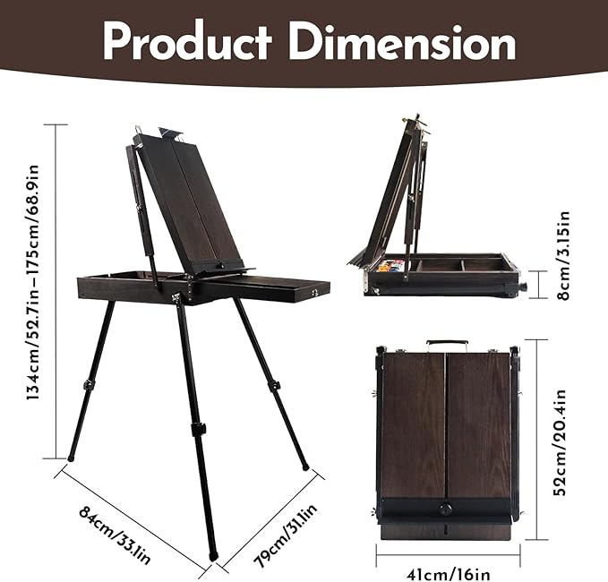 CONDA 70” Art Set with French Easel of Aluminum Legs, Folding Sketch Painting Easel with Drawer, Tripod Easel Stand for Painting, Sketching, Display