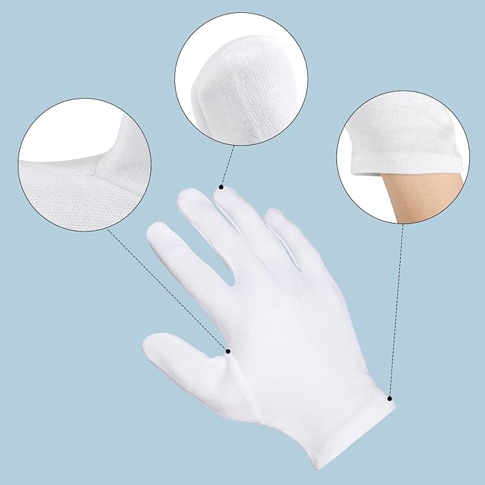 ENPOINT 5 Pairs Archival Photo Gloves, White Small Work Gloves For Handling Art Working Photography Men & Womens Cloth Gloves Liners Bulk for Handling Jewelry, Film, Photo, Coin Metal Inspection