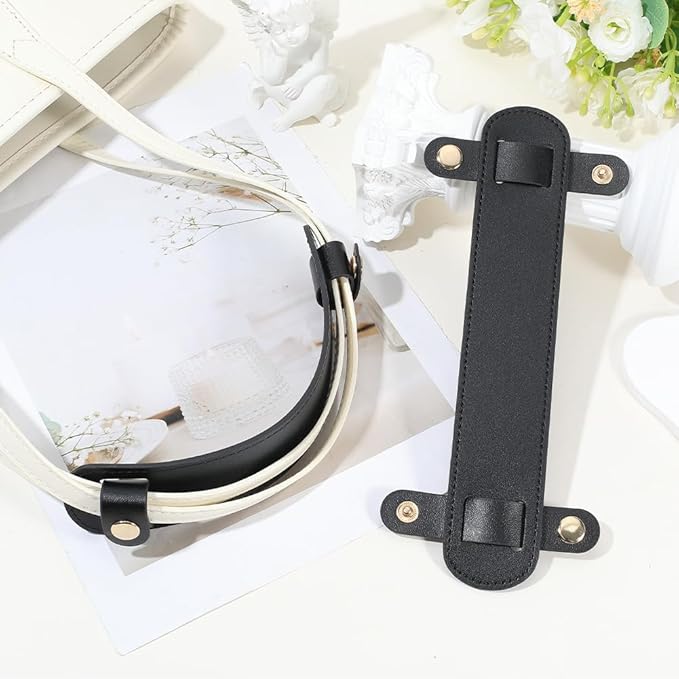 2Pcs Leather Shoulder Strap Pad PU Leather Bag Strap Cushion Pads Replacement Pressure Relief Detachable Handle Wrap Covers for Tote Bags Handbag Purse Luggage Camera Black 9x3.9 Inch