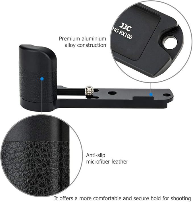 JJC Solid Metal Hand Grip Secure Handle Bracket for Sony RX100 VI VA V IV III II RX100VI RX100VA RX100V RX100IV RX100III RX100II RX100 RX100M6 RX100M5A RX100M5 RX100M4 RX100M3 RX100M2 Digital Cameras