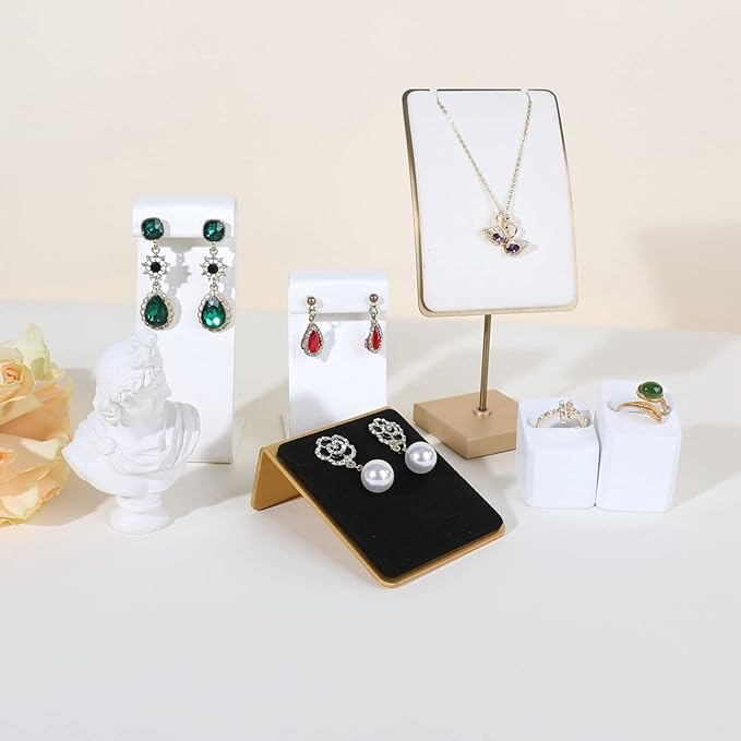 GemeShou Black earring holders for selling, Velvet earring stands Jewelry display, metal gold studs board【Black】