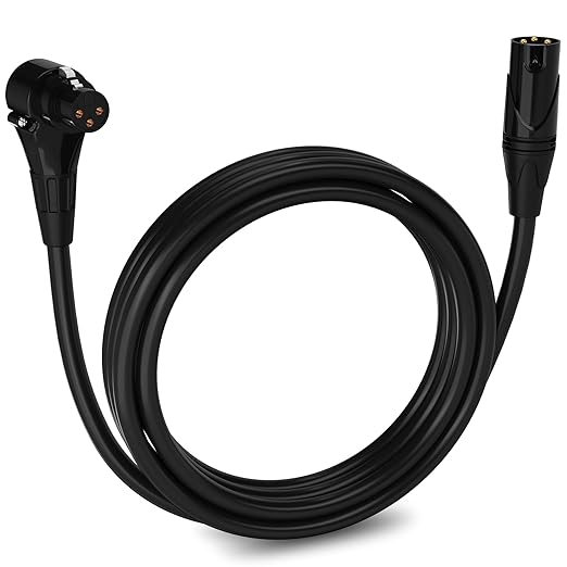 LyxPro 10 Feet Right Angle XLR Female to Male 3 Pin Mic Cord for Powered Speakers Audio Interface Professional Pro Audio Performance Camcorders DSLR Video Cameras and Recording Devices - Black