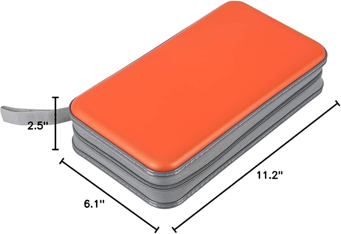alavisxf xx CD Case, 96 Capacity Hard Plastic CD Holder Protective DVD Disc Storage Case Holder Portable Zipper CD DVD Organizer Storage Wallet for Car Home Travel (96 Capacity, Orange)
