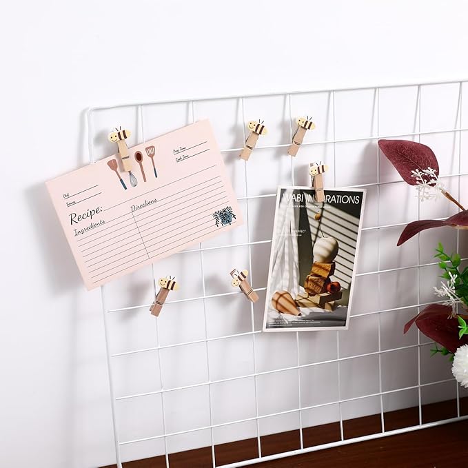 BESTonZON 30 Pcs Hanging Photo Display with Clips Twine Cartoon Bee Mini Clothespins for Photo Display Craft Snack Clips Party Decoration