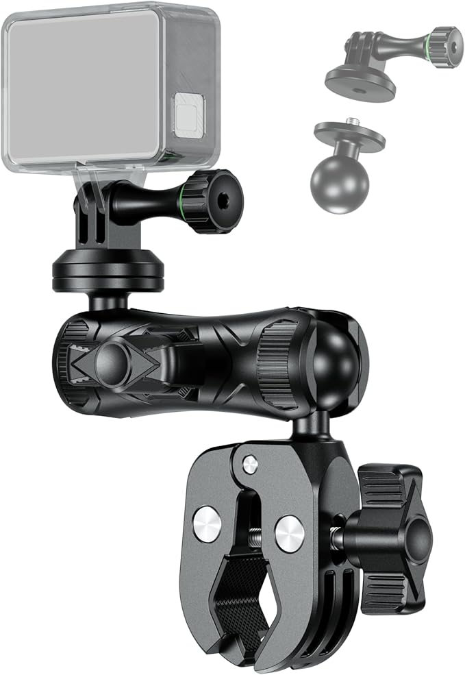 BRCOVAN Super Clamp Camera Mount with 1'' Ball Head 3.54'' Magic Arm, with 1/4"-20 Screw Tripod Mount Adapter, for Action Camera, Camcorder, Monitor, LED Lights and More