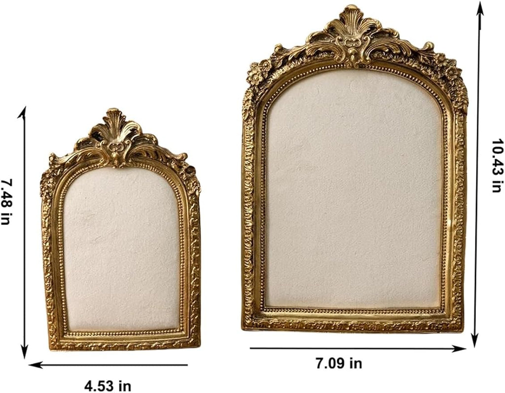 Two-Piece Gold Resin Jewelry Display Stand, Vintage Photo Frame Earring Holder, Velvet Necklace Storage Box, Elegant Décor for Jewelry and Collectibles