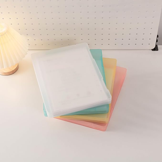 Mickiewicz 4 Pack A4 File Portable Paper Organizer Boxes for 8.5" x 11" Letter Paper, Thick Scrapbook Storage Box, Art Supply Craft Organizers Board Game Organization