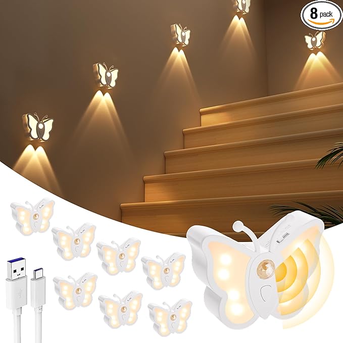 LOFTEK Night Light, Rechargeable Motion Sensor Lights, LED Color Change & Dimmable Light for Kids, Toddler, Adults, Nursery, Wireless Stick on Wall, Bedroom, Bathroom, Stairs, Cabinet White, 8 Pack