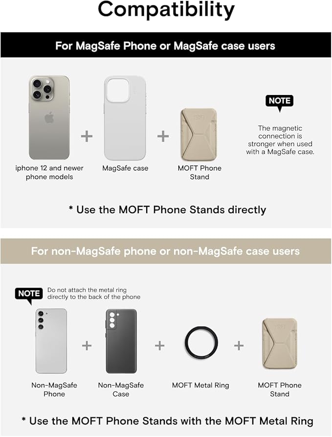 MOFT Magnetic Wallet Stand Compatible with iPhone 17/16/15/14/13/12 Series, Angle Adjustment & Magsafe Compatible MOVAS Phone Stand,Earthen Beige