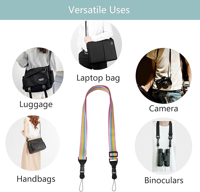Adjustable Shoulder Strap:Comfortable iPad Strap Nylon Neck Lanyard for iPad/Samsung Tablet Case,Camera Binocular Crossbody Laptop Luggage Bag (Rainbow A)
