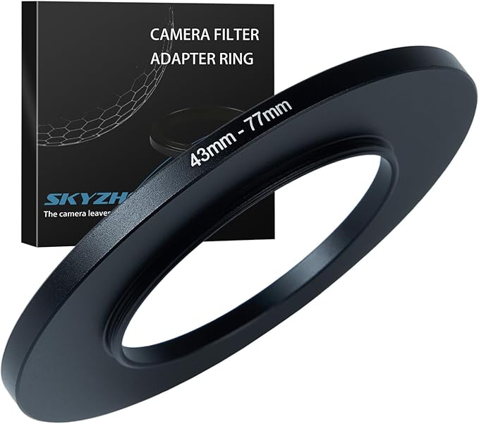 43mm to 77mm Step up Ring Filter Adapter Metal Ring Step up Rings Adapter Filter Compatible with All 77mm UV,CPL,ND,Lens Hood,Threaded Lens ect (43mm to 77mm)