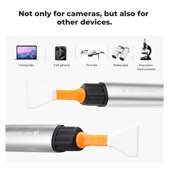 K&F Concept® Versatile Switch Lens Cleaning Pen, Replaceable Pen Tip with Cleaning Brush+Carbon Tip*2+16mm APS-C Cleaning Swab*6 for Camera Filters Screen Phone Computer Tablet AR VR Glasses