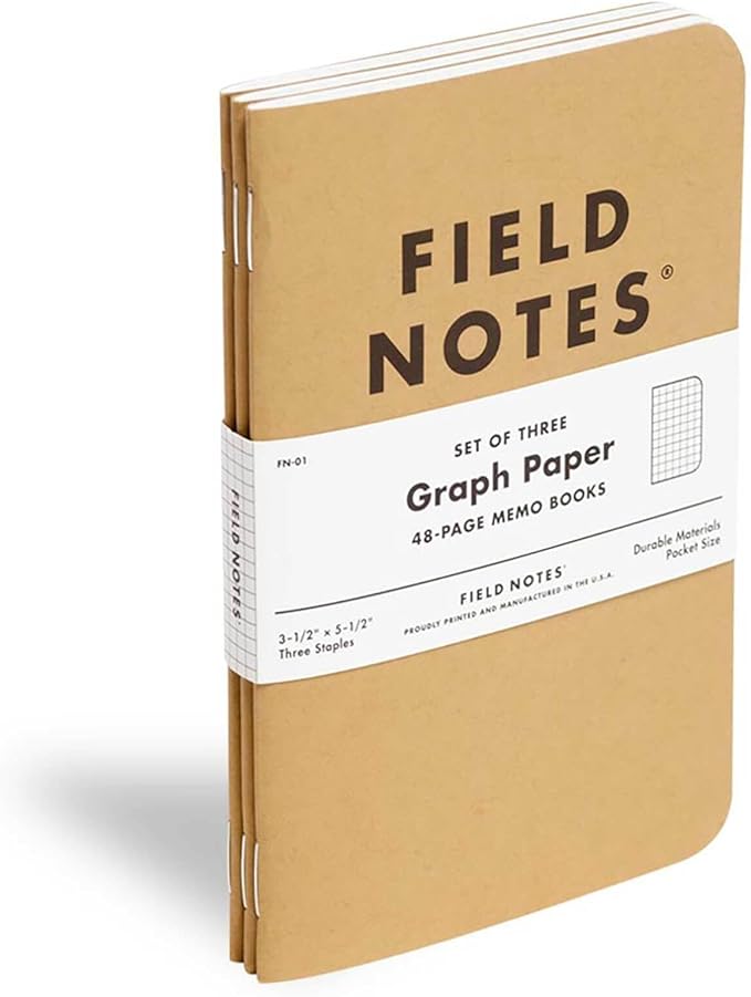 Field Notes: Original Kraft 3-Pack - Graph Paper Memo Books - Grid Paper 48 Page Pocket Notebooks - 3.5" x 5.5"