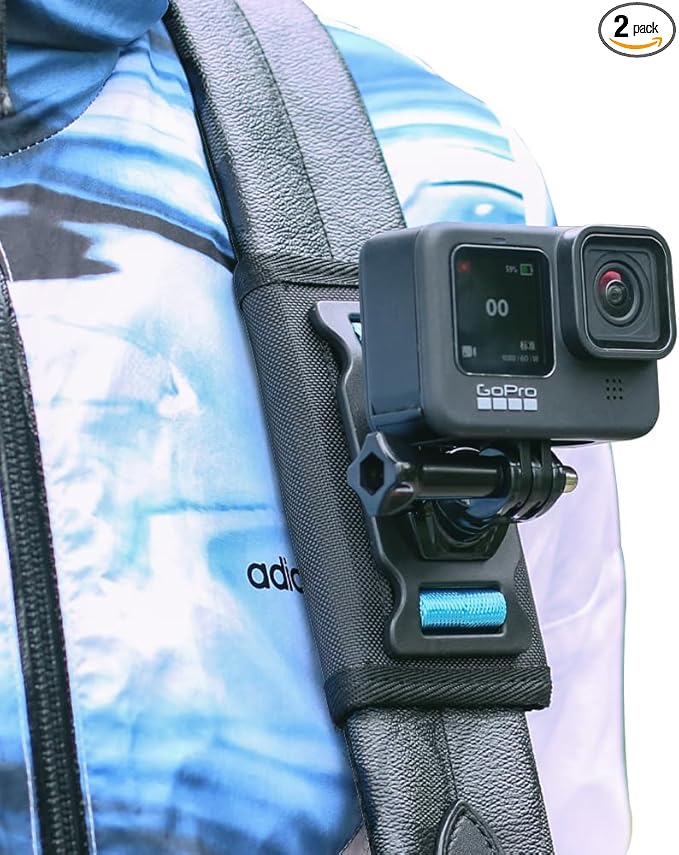 SUREWO Backpack Shoulder Strap Mount with Adjustable Shoulder Pad Compatible with GoPro Hero 13/12/11/10/9/8/7/6/5/4,DJI Osmo Action 6/5 pro/4/3,AKASO/Crosstour and Most Action Cameras