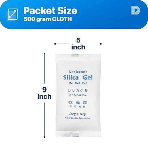 Dry & Dry 500 Gram [200 Packets] Silica Gel Packets Desiccants, Silica Packets - Rechargeable Silica Gel Packs, Desiccants Packets, Silica Gel