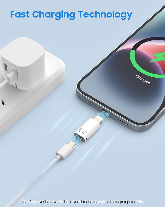 MoKo for DJI Mic Mini USB C to Lightning Adapter, Lightning to USB C Aduio Adapter Compatible with iPhone 14/13/12/11/Wireless Microphone Receiver, Support Charging, Data Transfer, Earpods
