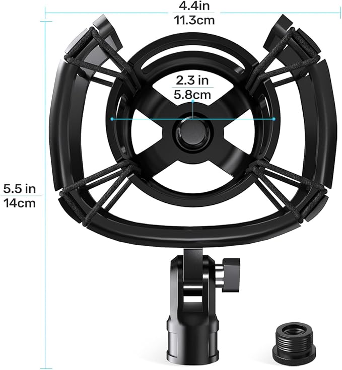 Custom Built for Razer Seiren Shock Mount Anti-Vibration Suspension Elastic Shock Mount Holder Clip Mics Stand with Screw Adapter Compatible with Razer Seiren V3 Mini USB V2 Microphone