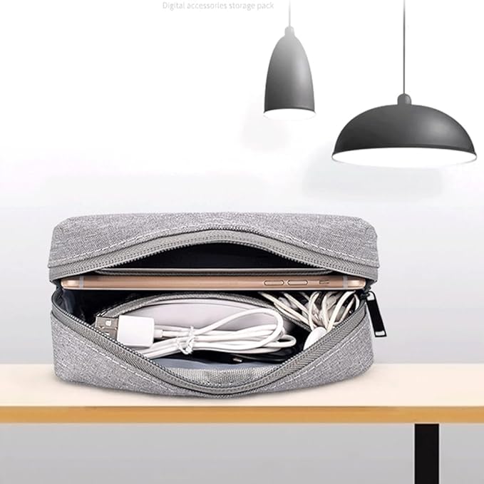 Electronic Bag Travel Cable Accessories Bag Waterproof Electronics Organizer Portable Storage Case for Cable, Cord, Charger, Phone, Power Bank, Earphone (Small-Light Grey)