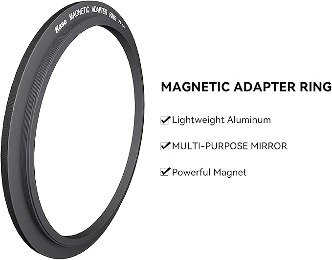 Kase 67-77mm Magnetic Step Up Ring, Aviation Aluminum 0.5s Snap-On Frame for CPL/ND/UV Filters, No Vignette 16mm Wide-Angle DSLR Mirrorless Video, Replaces Screw-Mount Rings