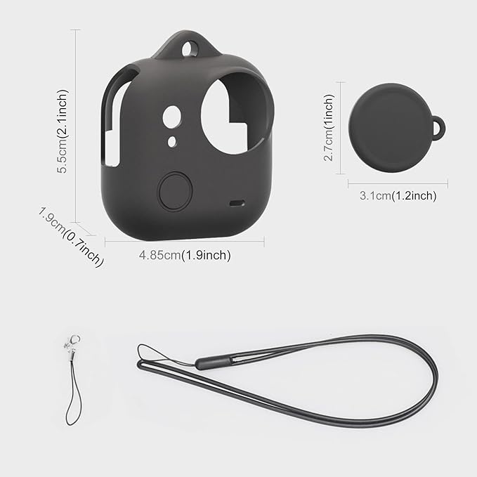 UicPuzo Full Body Silicone Case with Lens Cap & Lanyard for Insta360 GO Ultra, Anti-Scratch Protective Skin Cover, Non-Slip Grip & Shockproof Design (Black)