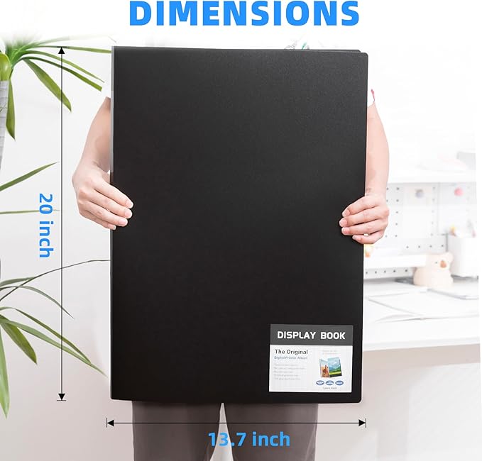 ZFCLXX Art Portfolio Binder 13"x19" Heavy Duty Binder, Portfolio Folder with 30 Sheet Protectors, With Black bompartments Display 60 Pages, Large Posters Photo Album，Scrapbook Paper Storage ﻿