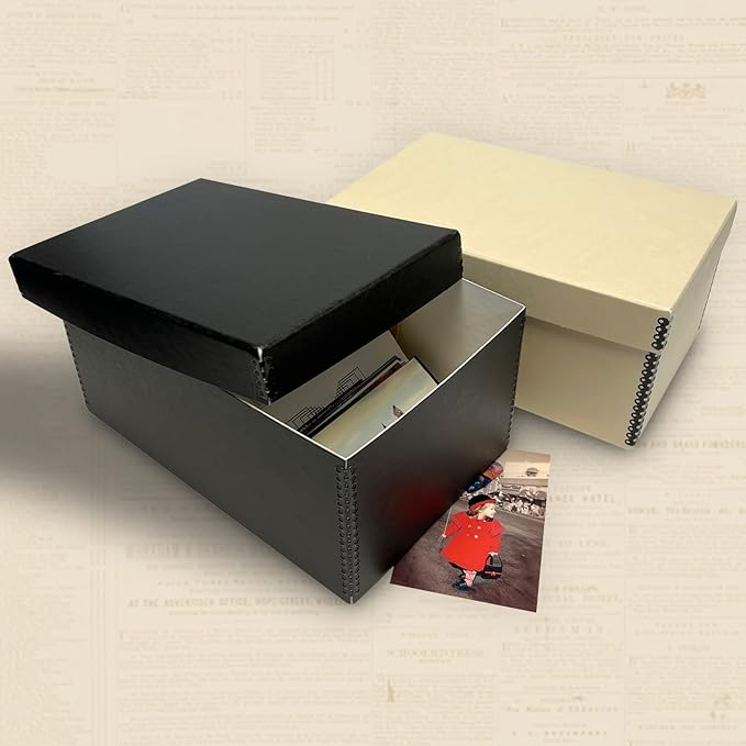 Golden State Art, Archival Photos Storage Boxes, 5x7x12 Acid-Free Preservation Box, Holds Up to 1100 of 5x7 Pictures, 4x6 Photo Container for Storing Artwork Pictures Prints Negatives Films (Black)
