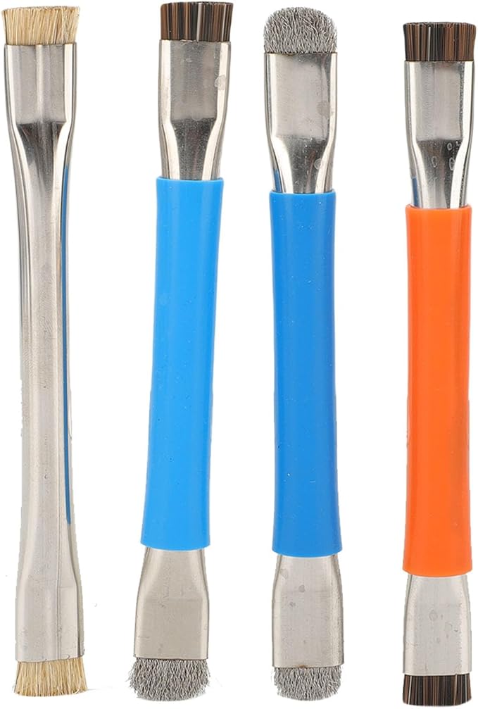 ZJchao Anti Static IC Cleaning Brush Double Head Motherboard Hard Brush Professional Grade ESD Safe Circuit Board Cleaner Tool for PCB Mobile Phone Repair 4 Pack Stainless Steel