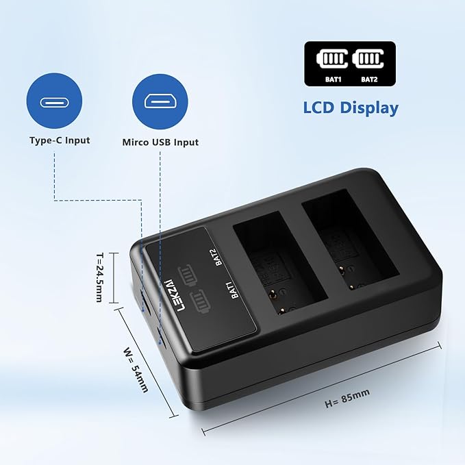 Lekzai 2 Pack 1600mAh Replacement LP-E10 Battery and Charger Compatible with Canon EOS Rebel T3/5/6/7 T100, Kiss X50/70/80/90, EOS 1100D 1200D 1300D 1500D 2000D 3000D 4000D Digital Cameras