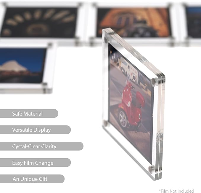 GDSZDDXX Premium Acrylic Magnetic Reversal Film Holders, 6 Packs Archival Storage High Transparency Display Holder for Reversal Film 6X6