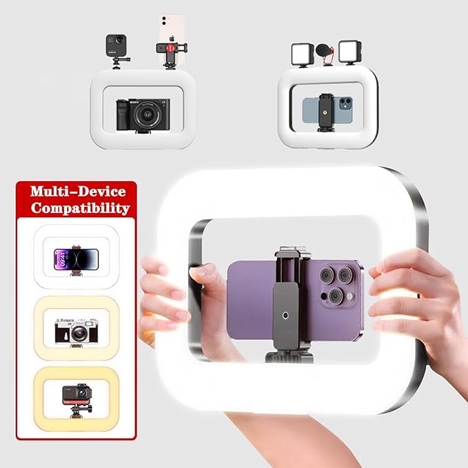 Portable Ring Light,Handheld Selfie Light Kit,LED Phone Video Stabilizer Light with 8000mAh Battery for iPhone Light Video Recording,Camera Video, YouTube, TikTok,Makeup Lights