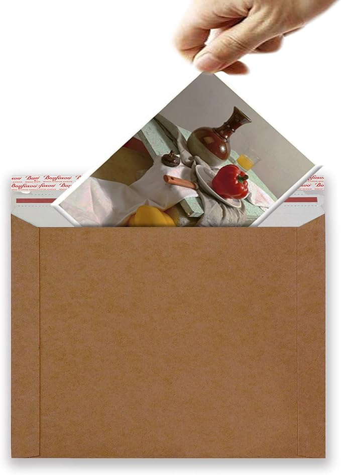 Bonfasvo Rigid Mailers 30 Pack 10 x 13.5 inches Brown Self Seal Stay Flat Bulk Cardboard Kraft No Bend Mailers Peel and Seal for Document Photos Pictures Papers Files CD