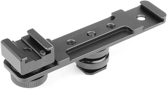 ChromLives Hot Shoe Extension Bar Mount, Cold Shoe Extension Flash Bracket, Dual Straight Mount Flash Bracket Compatible with Nikon Canon Sony Olympus DSLR Camera Camcorder DV