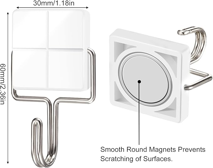 MAGTSMEI Strong Magnetic Hooks Heavy Duty, 30LBS Magnetic Hooks for Refrigerator, Neodymium Rare Earth Magnet Hooks for Fridge, Magnets with Hooks for Locker, Kitchen, Cruise Cabin, Grill, 4 Pack