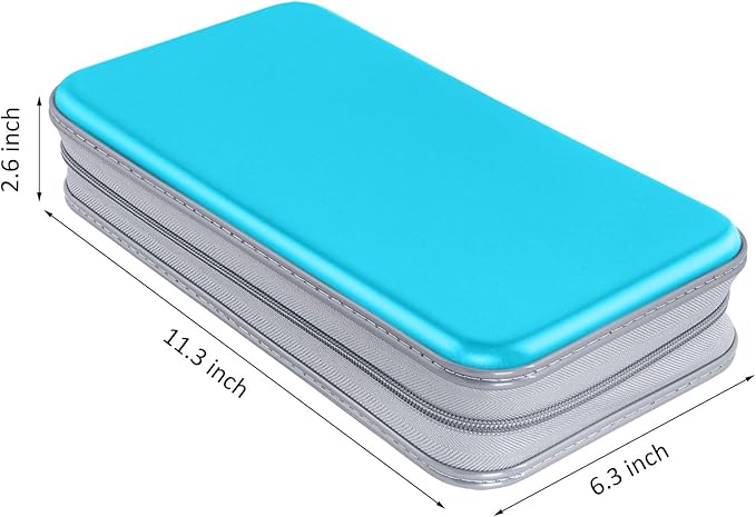 CD Case, Siveit DVD Case Holder 96 Capacity Hard Plastic CD DVD Disc Cases Storage Binder Wallet for Car Home Office Travel (Sky Blue)