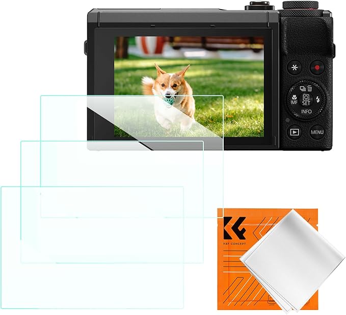 K&F CONCEPT 3 Pack Camera Screen Protector Compatible with Canon G7X III, 0.3mm 9H Hardness Tempered Glass Cover Anti-Scratch Bubble-Free