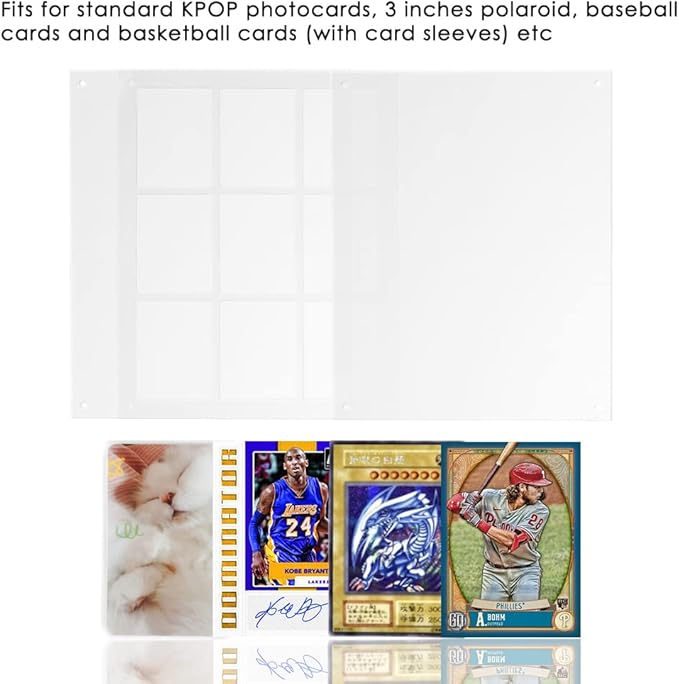 Baskiss Standing Card Holder, Ultra Clear Acrylic Display, 66 x 91 mm Trading Cards Cases Protectors for Kpop Photocard Sports Baseball Basketball Photo Showcase with Screws (9 Cards)