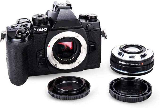 2 Pack Micro 4/3 Mount Body Cap & Rear Lens Cover for Olympus OM-5 OM-5II OM-3 OM-1 OM-1II E-M1 E-M5 E-M10 E-M1X Pen E-PL10 E-PL9 E-PL8 Panasonic G9 G7 G85 G95 GH7 GH6 GH5 GX9 GX8 GX85 GF9 GF10& More