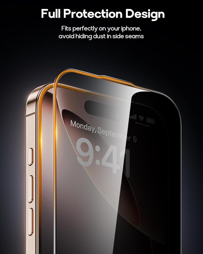 FUNCAT GLOBAL 3 Pack for iPhone 14 Pro Max Tempered Glass Privacy Screen Protector, Dust Free CABIN, Auto Positioning, Bubble Free, Privacy Protection, Easy Installation,9H+ Hardness