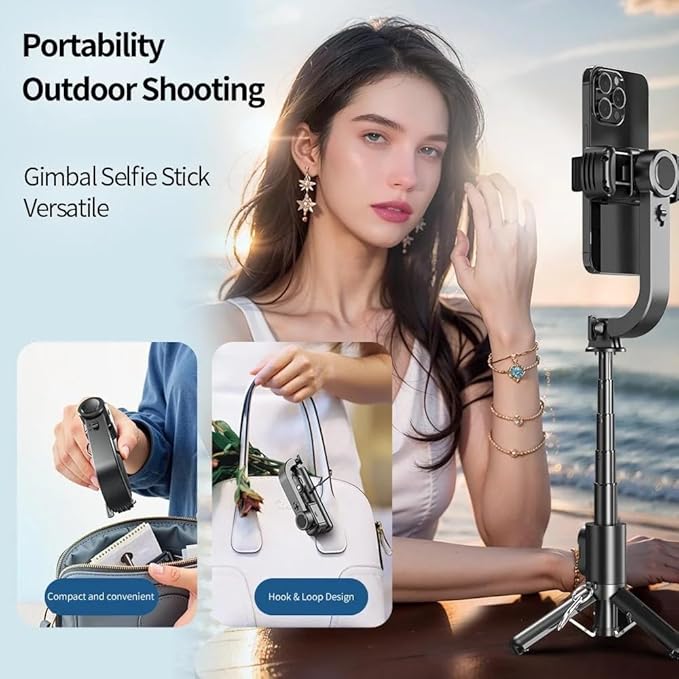 Selfie Stick Gimbal Stabilizer,Single Axis Stabilizer Tracking Selfie Stick with Tripod Suitable for 360 Degree Steering with Remote Control The Best Choice for Vlog and Live Broadcast