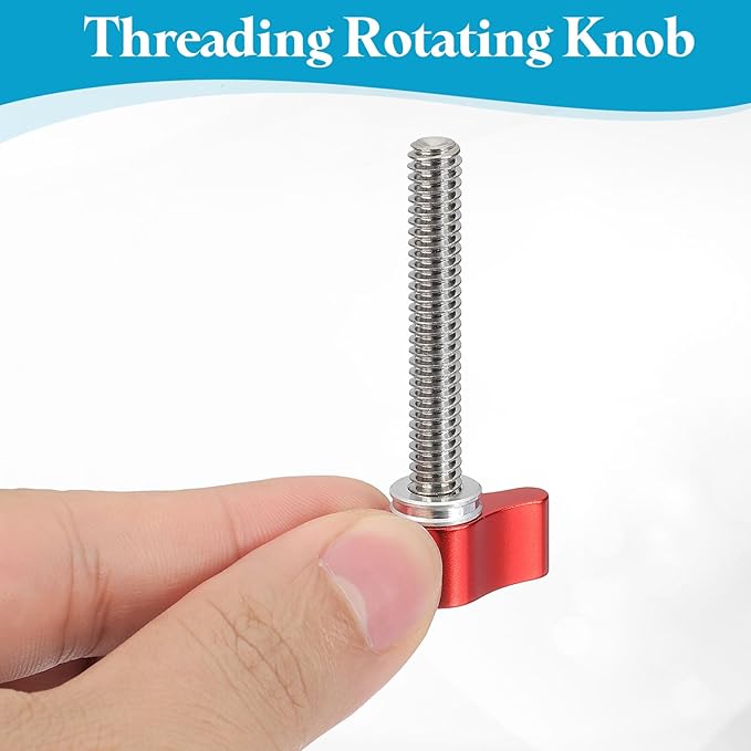 PATIKIL Clamping Screw Knob 1/4" x 2.09", 2Pcs Aluminum Alloy t Shaped Camera Thumb Screws for DSLR Flash Bracket Photography Light Stand Adapter Action Sports Camera Mounting System, Red