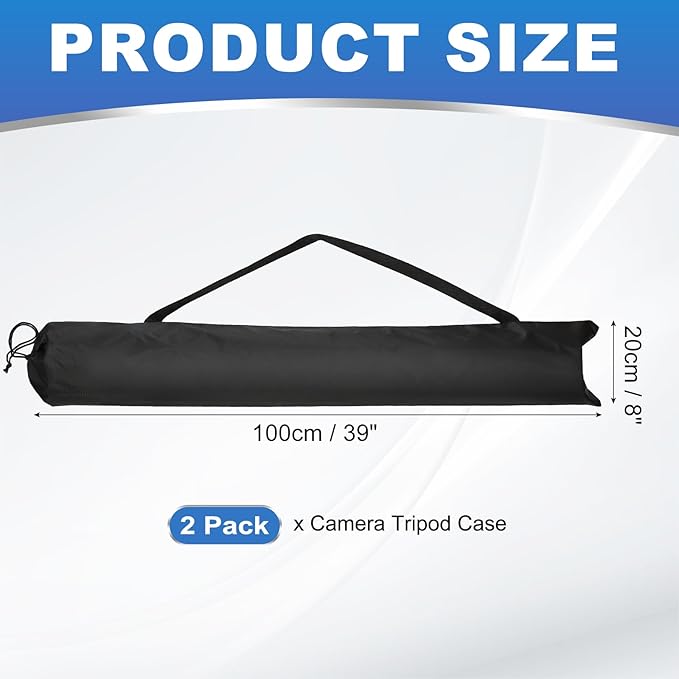 PATIKIL 39 x 8 Inch Tripod Carrying Case, 2 Pack Camera Tripod Carrying Bags Oxford Cloth Padded Bag for Camera Gear Mic Light Stand Sheet Music Photography Accessories, Black