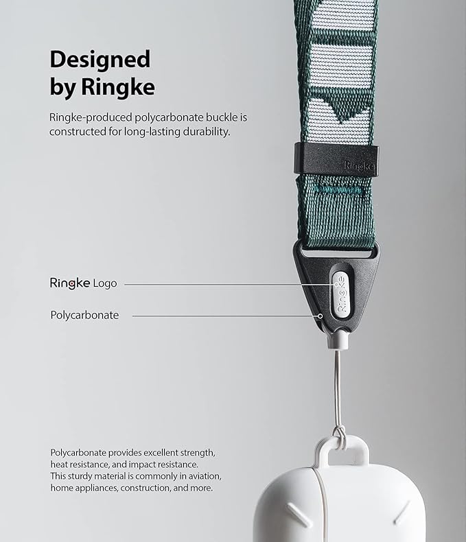Ringke Hand Strap [Phone Wrist Strap] Designed for Camera Strap and Phone Strap, Adjustable Sturdy Universal Lanyard Compatible with Camera and Phone Case - Lettering Peacock Green