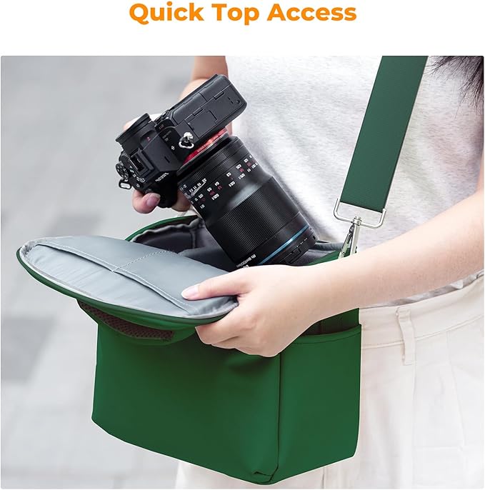 K&F CONCEPT Camera Sling Bag Small Crossbody Camera Case DSLR/SLR/Cute Compact Shoulder Photography Bags for Photographers-Green