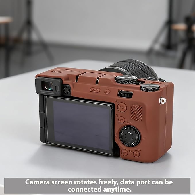 Frevyve Case for Sony A7CII/A7CR Camera Accessories, Soft Silicone Protective Case Skin with Screen Protector, Perfect Fit Sleeve, Lightweight, Anti-Scratch for Sony Alpha 7C II/7CR Cover (Brown)