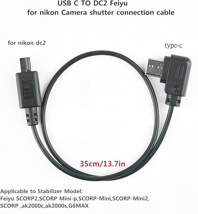 Feiyutech Stabilizer Connects Camera Control for Nikon Shutter Release Cable for scorp/scorp c/scorp min/scorp Mni-P/scorp 2 Join NK D7100 D7200 D750 D7500 D600 D610 Z5 Z6 Z7(FY-DC2 nk)