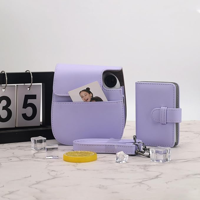 Frankmate Protective Case Compatible with Fujifilm Instax Mini 12 11 9 8 Instant Film Camera with Accessory Pocket and Adjustable Strap