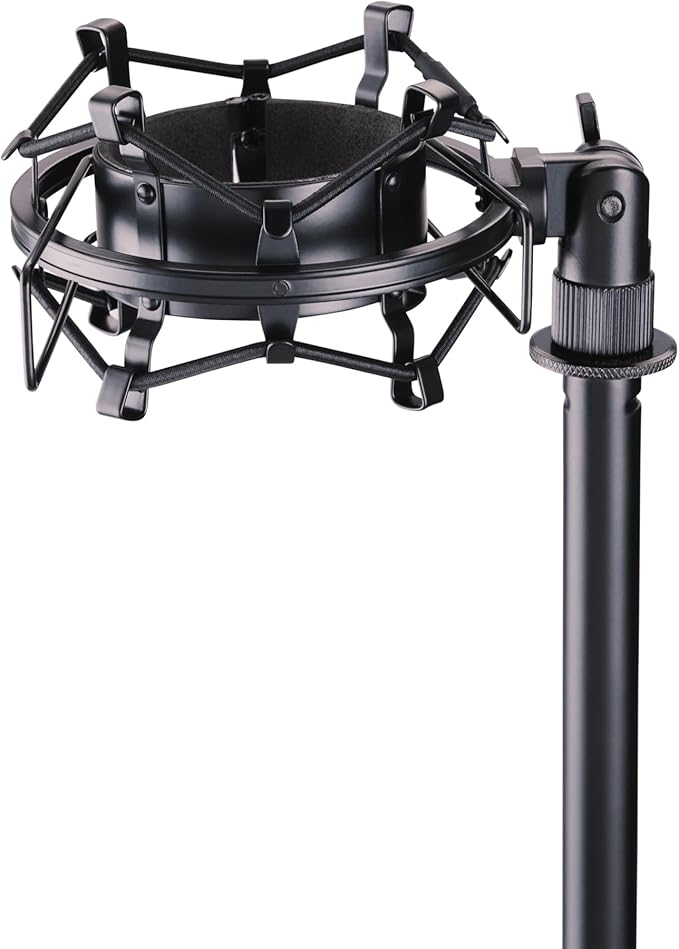 On-Stage MY430 Shock Mount for Studio Mics (55–60 mm) (Elastic Suspension Mount for Large-Diaphragm Condenser Microphones, Adjustable, Vibration Isolation, Steel Adapter, 5/8"-27 Threading, Black)