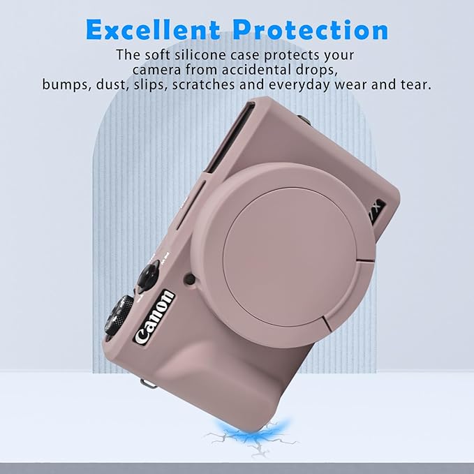Easy Hood Camera Case for Canon Powershot G7 X Mark III Digital Camera, Silicone Soft Camera Case with Button Marker Removable Lens Cover G7X Protective Body Skin - Tiffany Pink