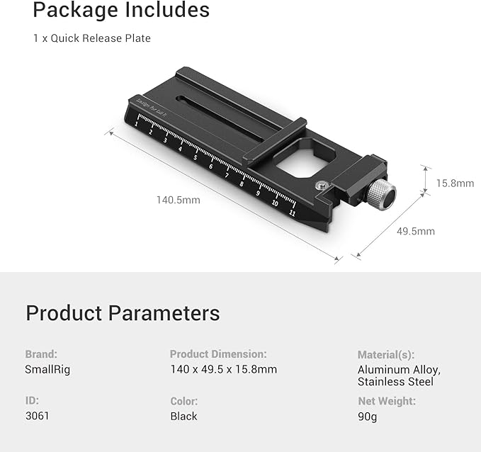 SMALLRIG 5.5'' Camera Quick Release Plate Adapter for Arca-Swiss for DJI RS 5 / RS 4 / RS 4 Pro / RS 2 / RSC 2 / RS 3 / RS 3 Pro & for Ronin-S Gimbal